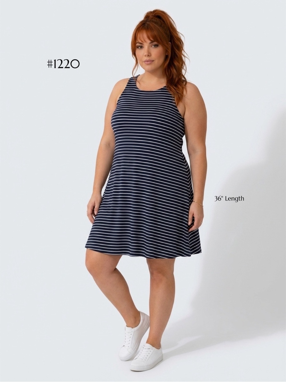 Navy Stripe Tank Swing Dress |skater dress | swim dress